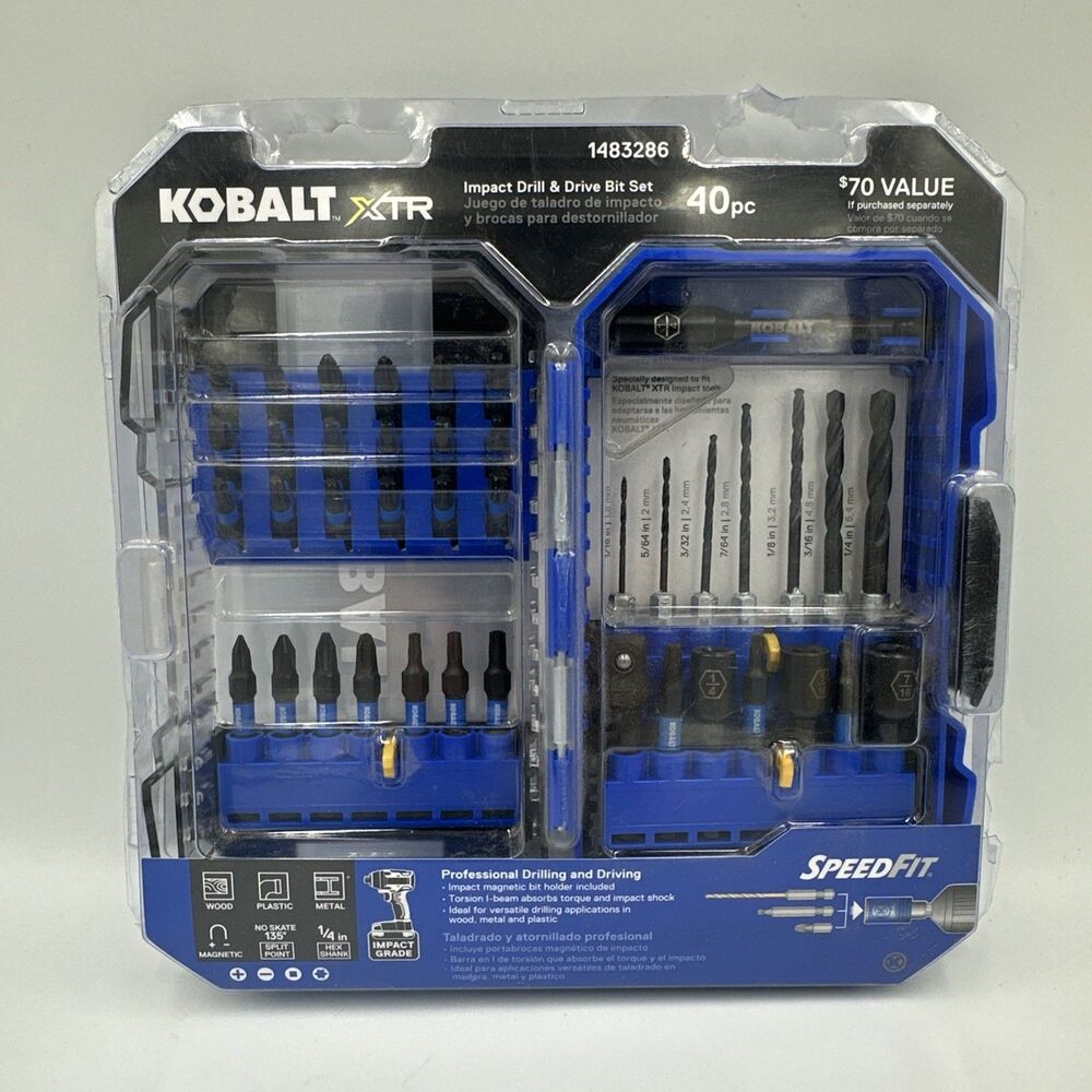 Kobalt XTR Impact Drill + ScrewDriver Bit Set -  40 - Piece - Picture 2 of 3